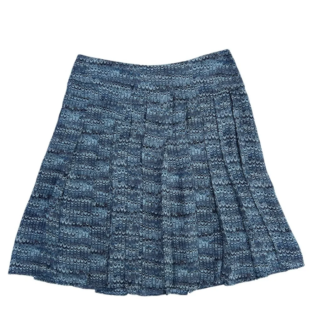 Tory Burch multicolor grey white neutral patterned pleated silk mini skirt Sz 0